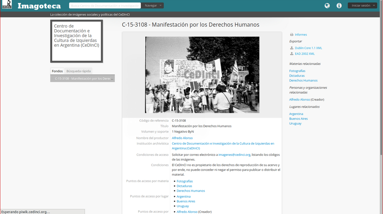 Ejemplo de un registro en la Imagoteca de 2016.